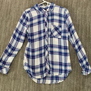 Rails XS blue red and white plaid shirt